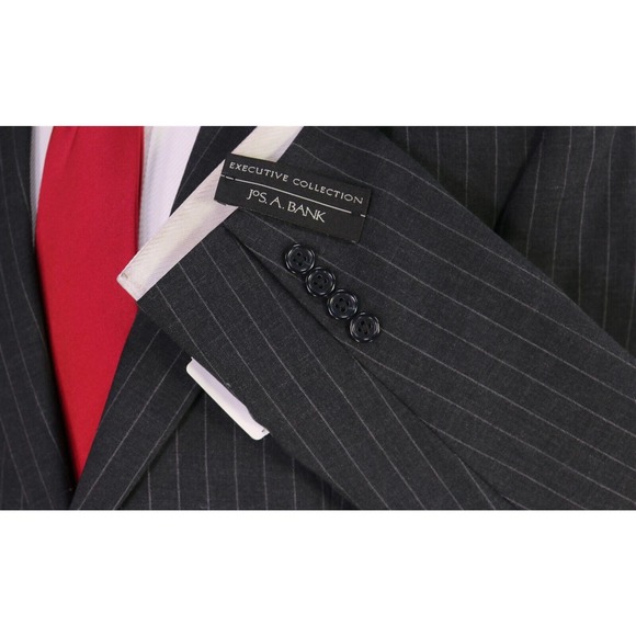 New! Jos A Bank Executive Collection Charcoal Gray Pinstripe 2-Btn Wool Suit 40S - Picture 6 of 10